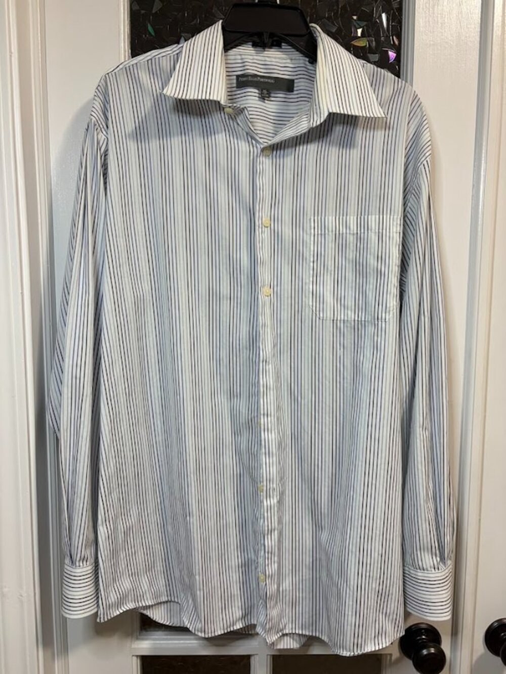 Perry Ellis Portfolio Men’s XL Wrinkle Free Striped Button Down Shirt
